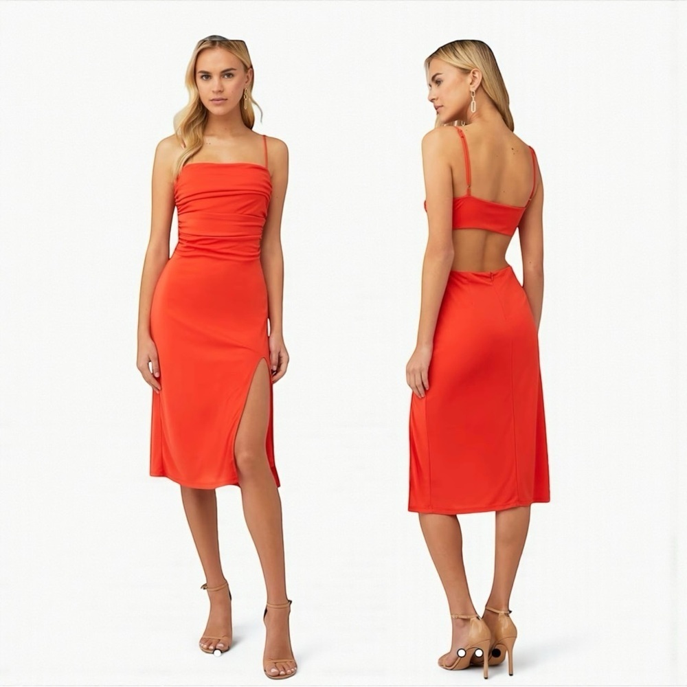 🌻ASTR The Label Geller Orange Midi Dress | Women's Size large